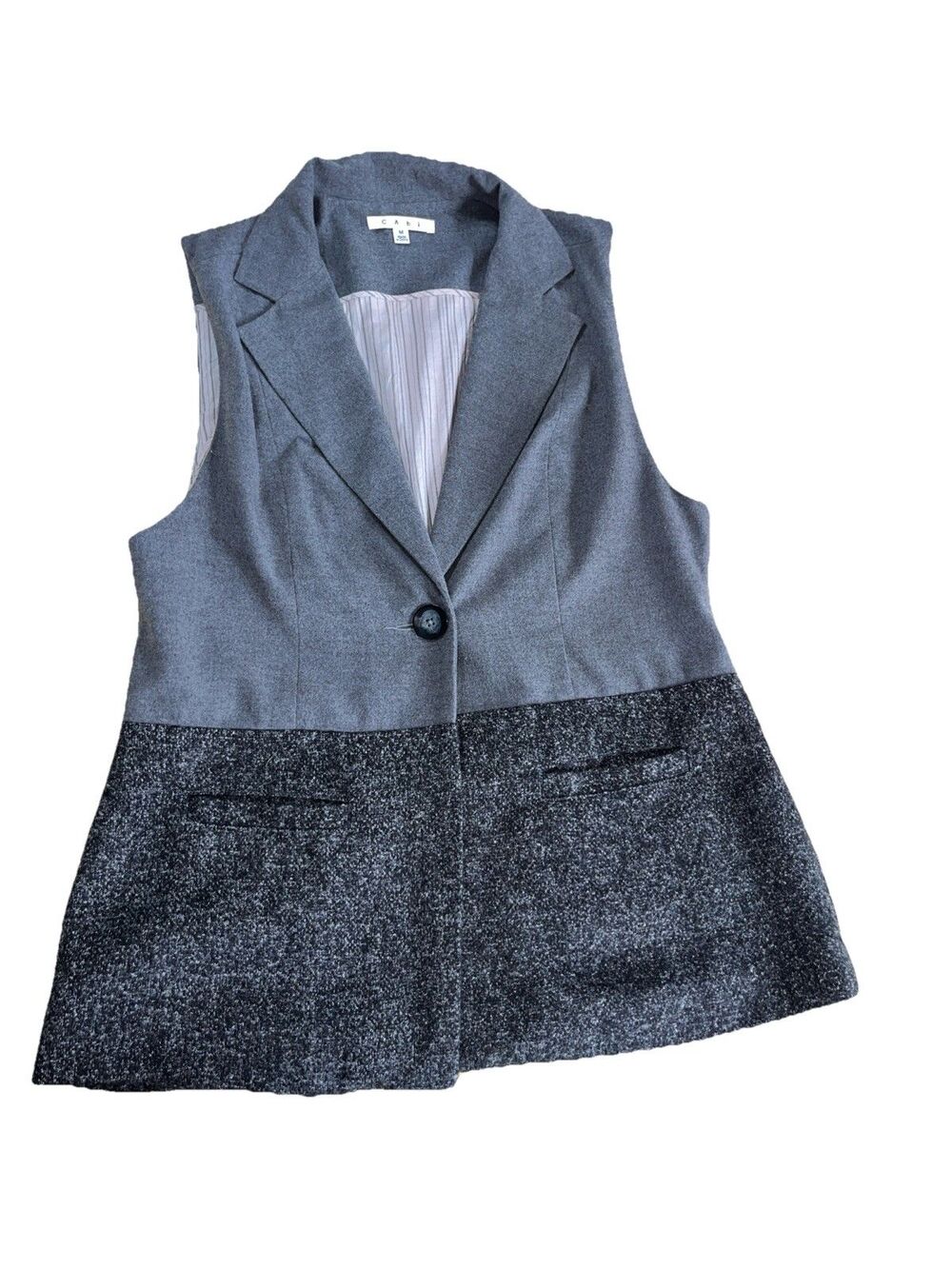 CABI GRAY OVER THE MOON WOMENS VEST STYLE #518 SIZE M Twee Preppy